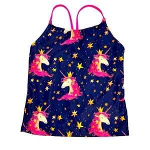 NEW Girl’s Tankini Swim Top Unicorn Navy and Pink Size Large (10/12)